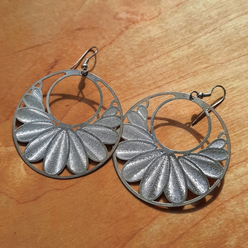 Unique art-deco-inspired silver earrings